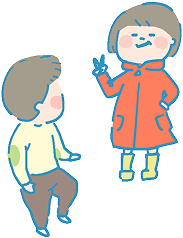 ジャンケンしている園児