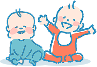 喜ぶ乳児